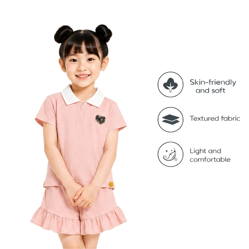 Setelan Anak Perempuan Peach Motif Angle