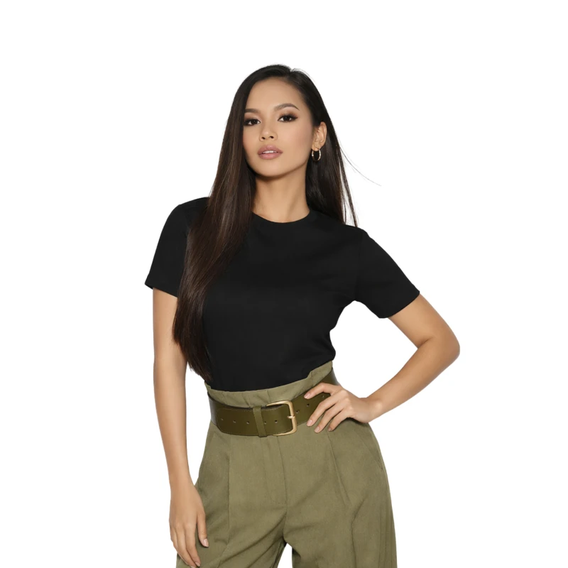 Kaos Wanita Polos Hitam Lengan Pendek