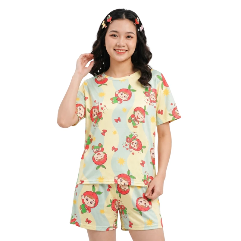 Setelan Piyama Homewear Big Size Motif Melone Green Premium
