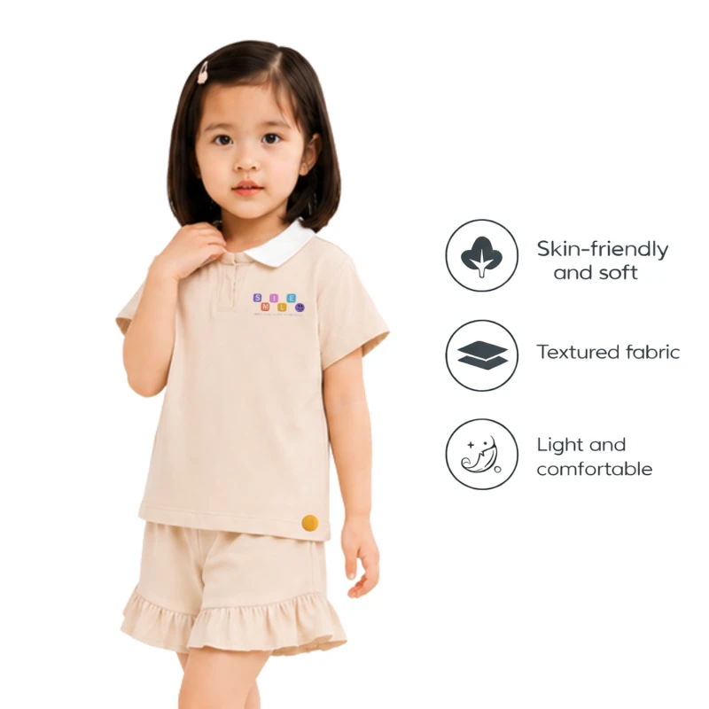 Setelan Anak Perempuan Cream Motif Smile