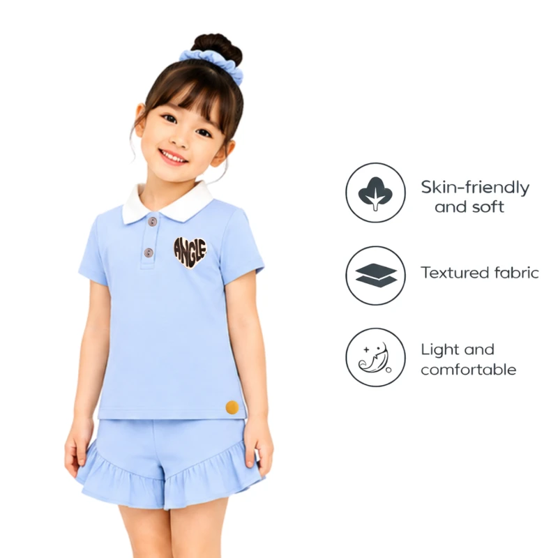Setelan Anak Perempuan Biru Muda Angle 3005