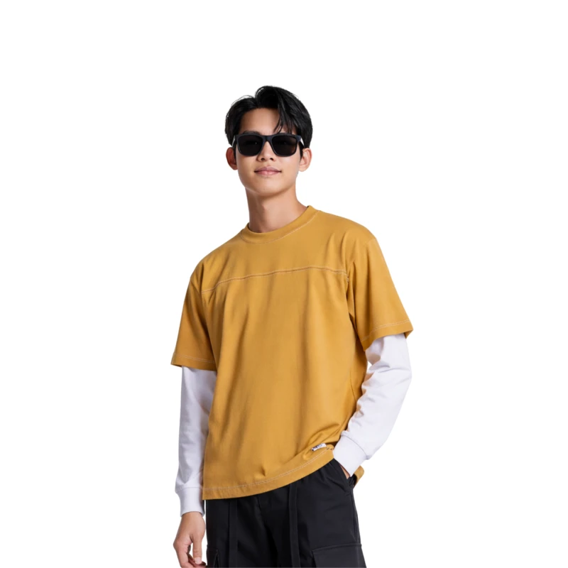 Long Sleeve Waffle Mustard - Cream