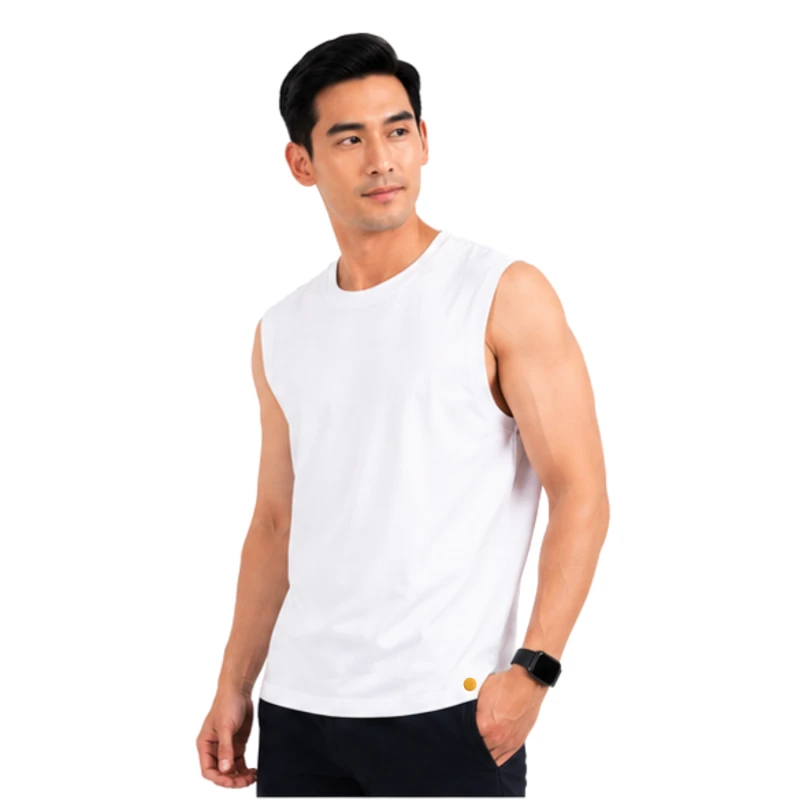 Atasan Tanpa Lengan Singlet White Top Polycot Premium 9006