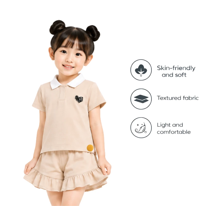 Setelan Anak Perempuan Cream Motif Angle