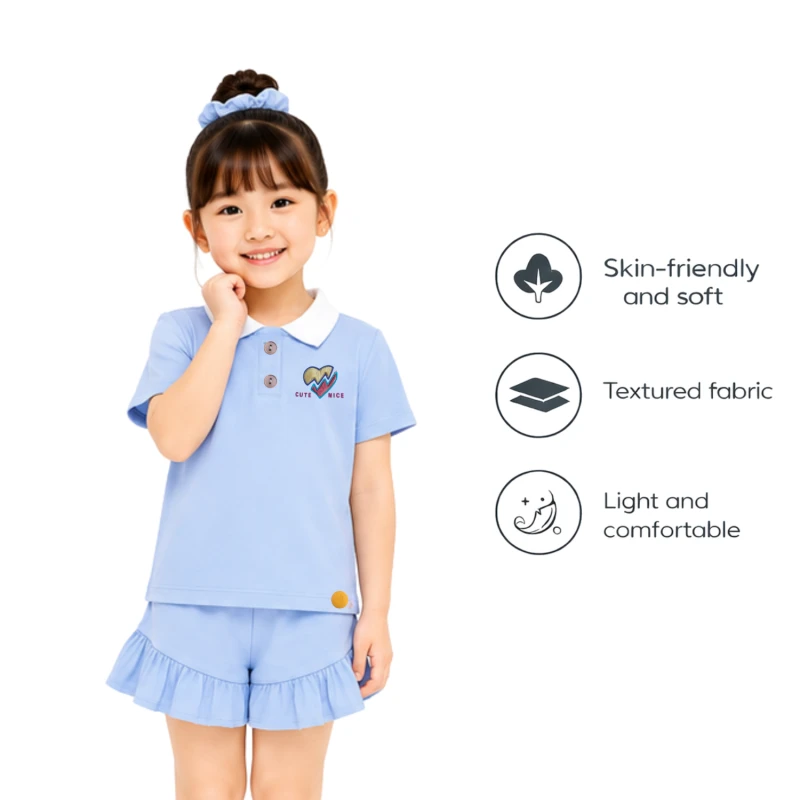 Setelan Anak Perempuan Biru Muda Cute Nice 3005