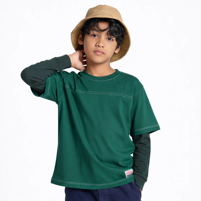 Long Sleeve Waffle Hijau - Hijau Botol
