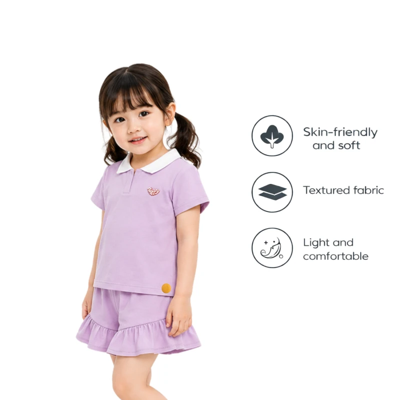 Setelan Anak Perempuan Lilac Motif Happy