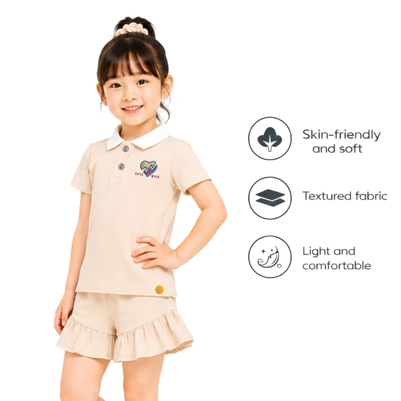 Setelan Anak Perempuan Cream Cute Nice 3005
