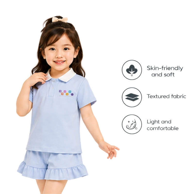 Setelan Anak Perempuan Biru Muda Motif Smile