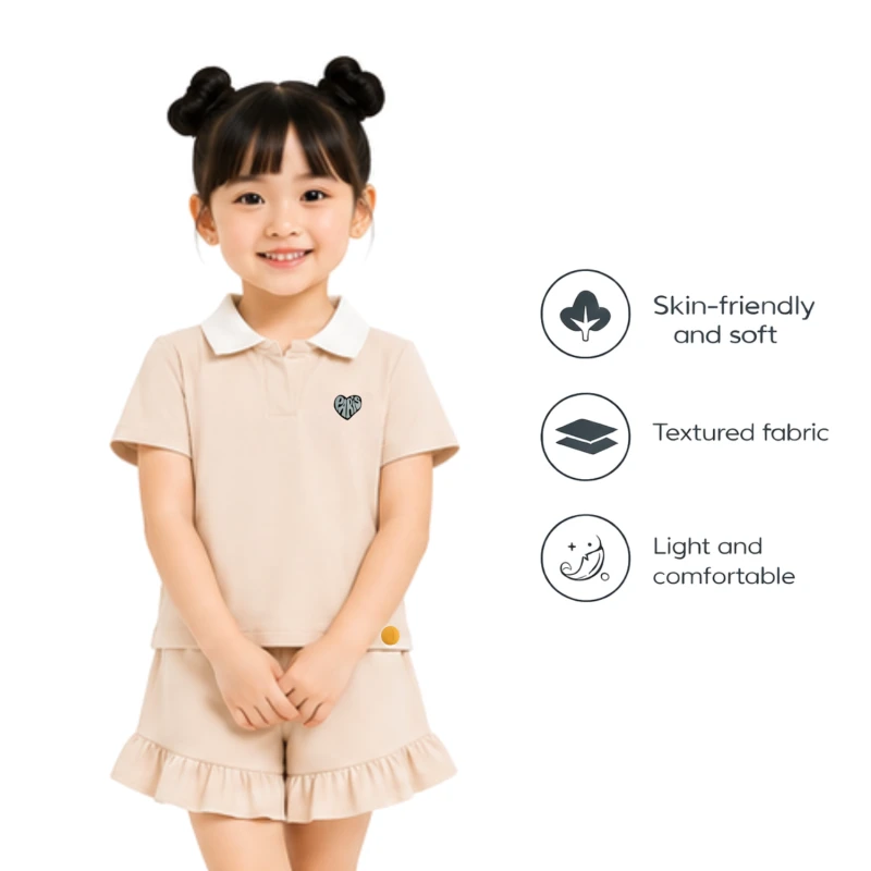 Setelan Anak Perempuan Cream Motif Paris 
