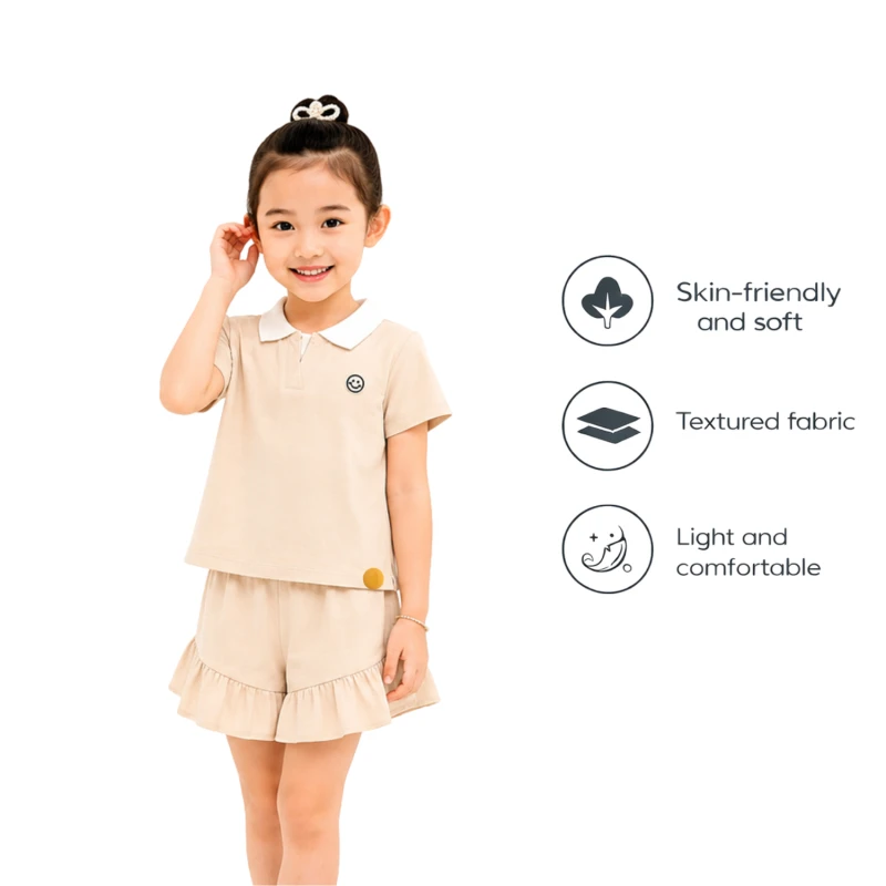 Setelan Anak Perempuan Cream Emoji