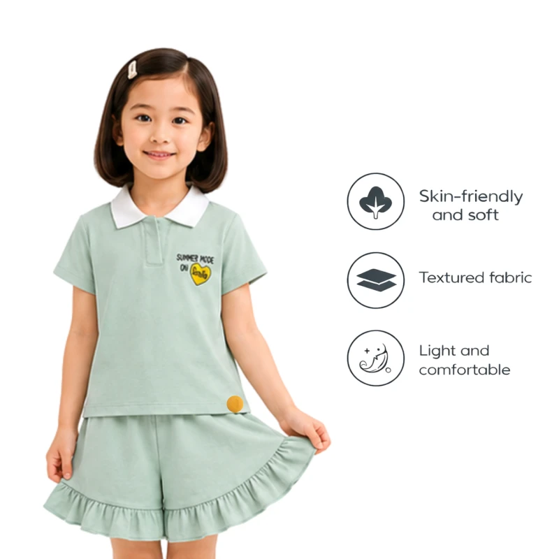 Setelan Anak Perempuan Sage Motif Summer 