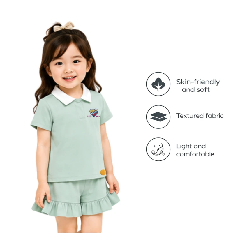 Setelan Anak Perempuan Sage Motif Cute