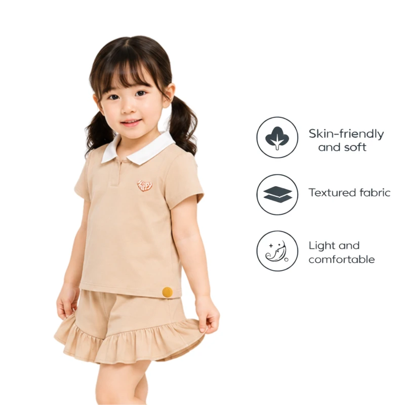 Setelan Anak Perempuan Cream Motif Happy