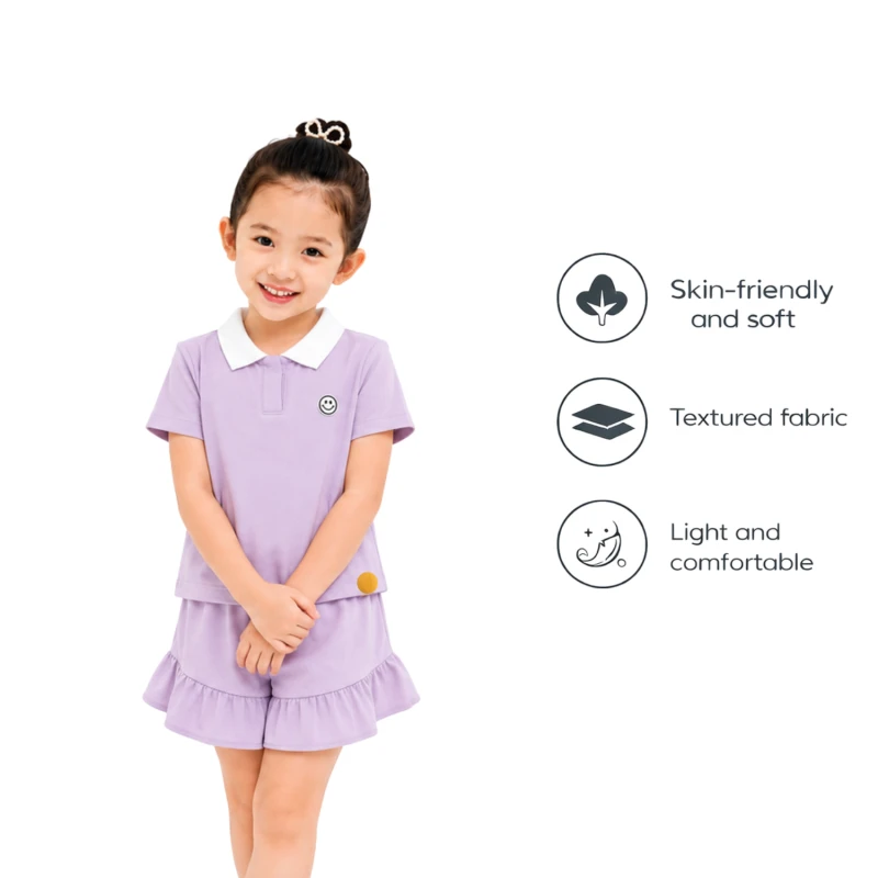 Setelan Anak Perempuan Lilac Emoji