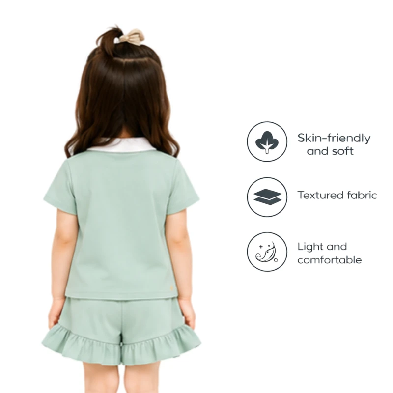 Setelan Anak Perempuan Sage Motif Cute