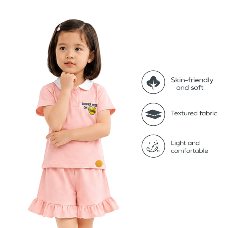 Setelan Anak Perempuan Peach Motif Summer 