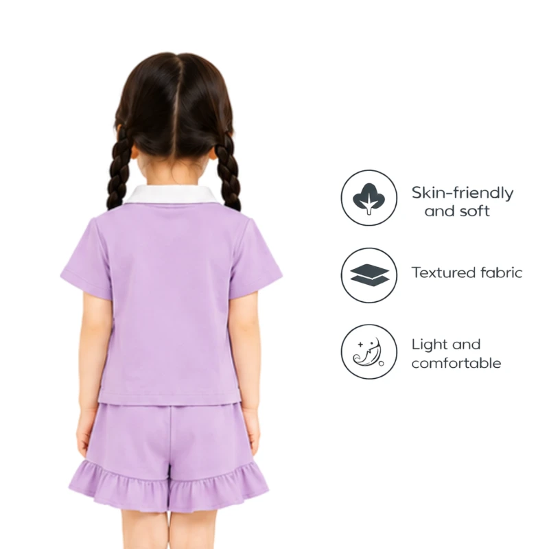 Setelan Anak Perempuan Lilac Motif Paris 