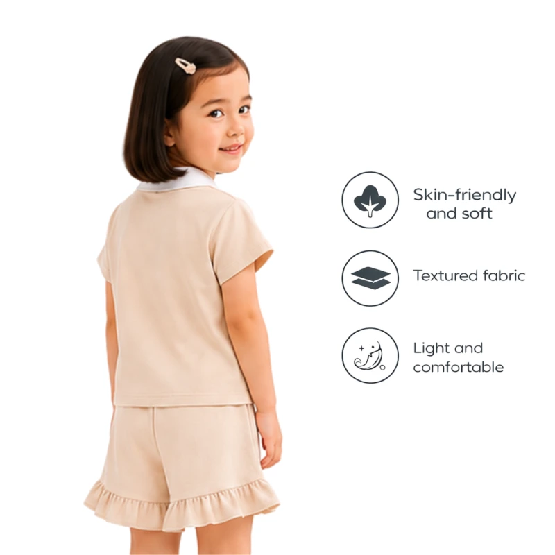 Setelan Anak Perempuan Cream Motif Summer 