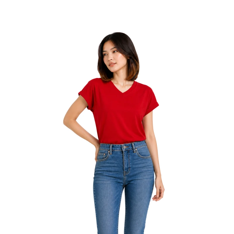 Atasan Wanita Polos V-Neck Maroon