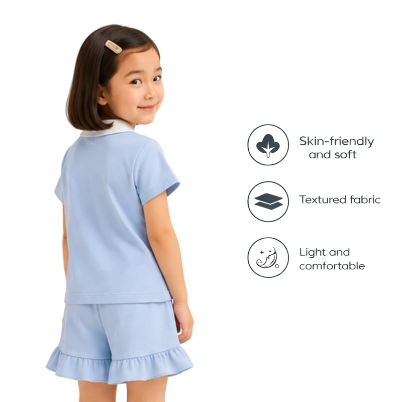 Setelan Anak Perempuan Biru Muda Motif Summer 
