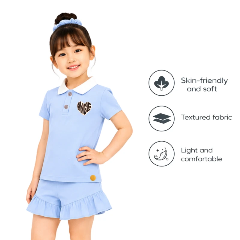 Setelan Anak Perempuan Biru Muda Angle 3005