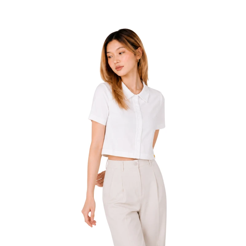 Polo Wanita Croptop White 6001