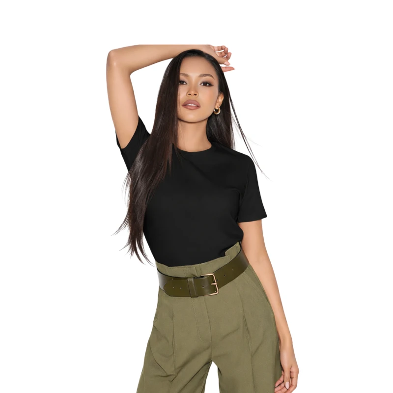 Kaos Wanita Polos Hitam Lengan Pendek