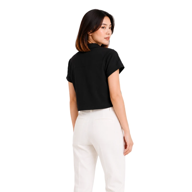 Polo Wanita Croptop Black 6001