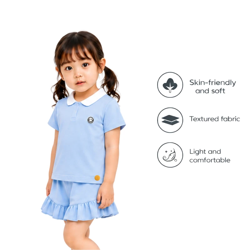 Setelan Anak Perempuan Biru Muda Emoji