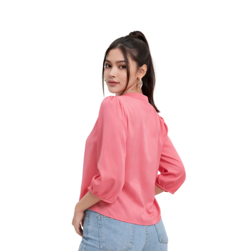 Blouse Wanita V-Neck Lengan Balon Salem