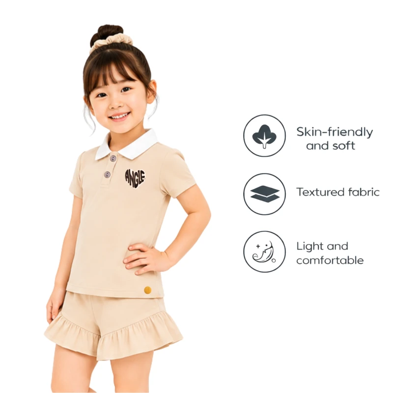 Setelan Anak Perempuan Cream Angle 3005