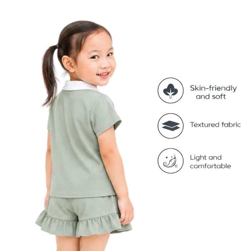 Setelan Anak Perempuan Sage Motif Love Need