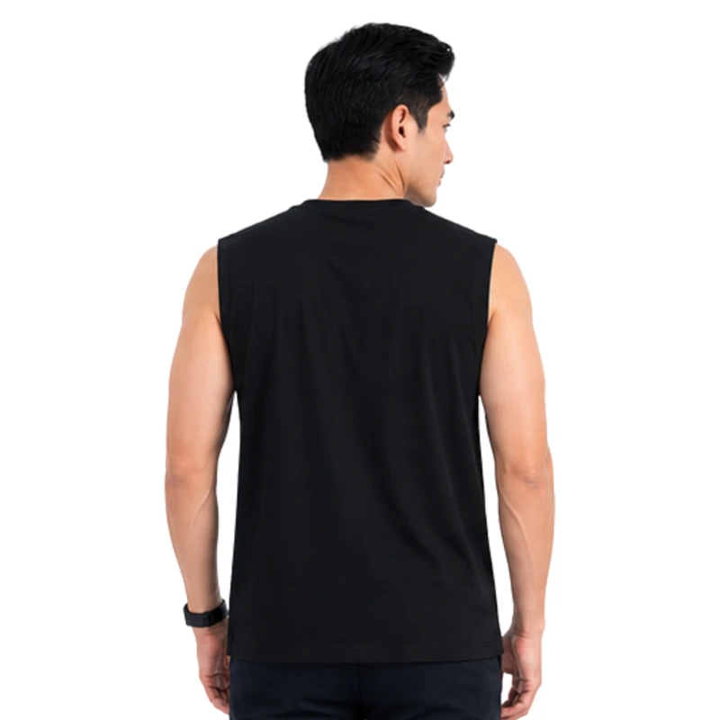 Atasan Tanpa Lengan Singlet Black Top Polycot Premium 9006