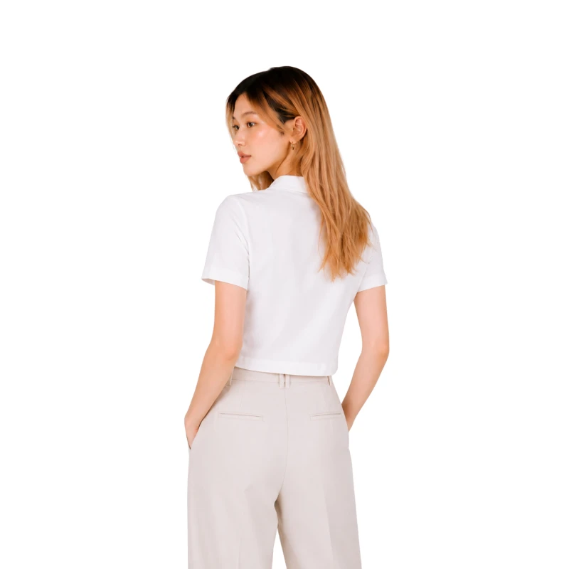 Polo Wanita Croptop White 6001