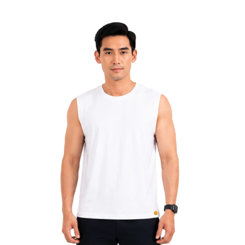 Atasan Tanpa Lengan Singlet White Top Polycot Premium 9006