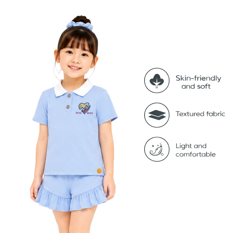 Setelan Anak Perempuan Biru Muda Cute Nice 3005