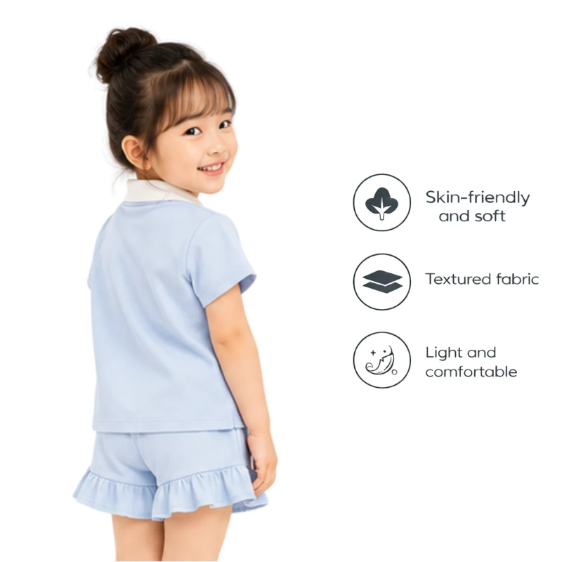 Setelan Anak Perempuan Biru Muda Motif Love Need