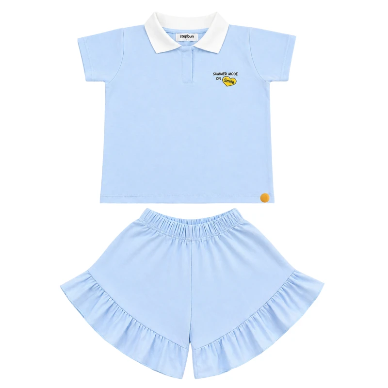 Setelan Anak Perempuan Biru Muda Motif Summer 