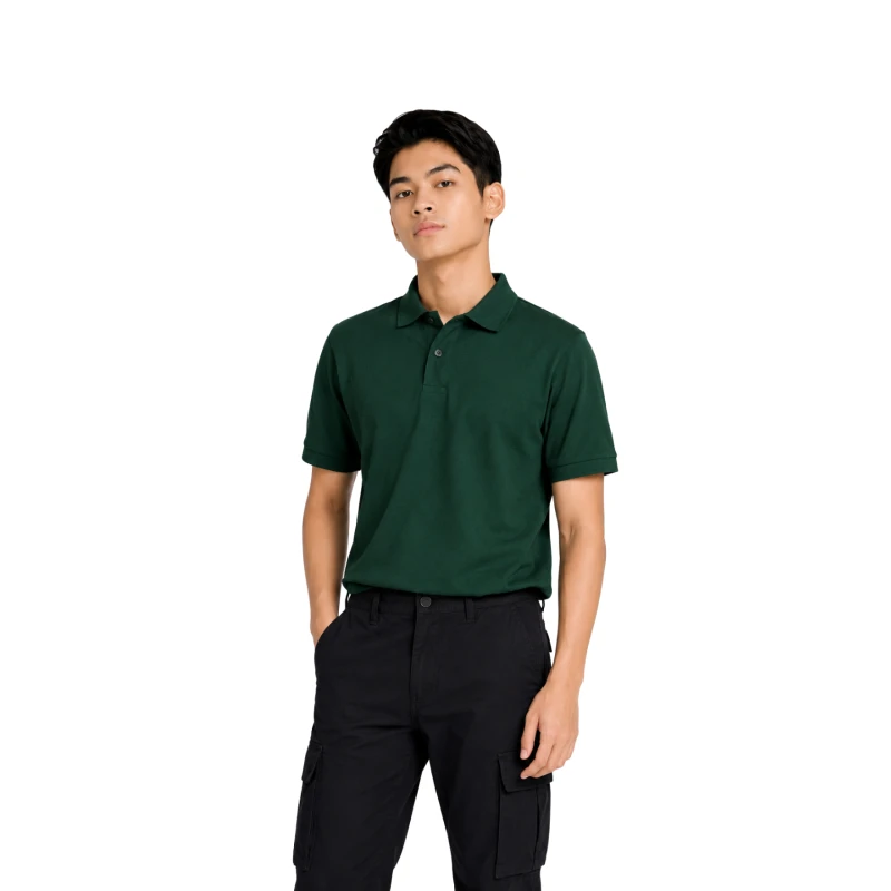 Polo Shirt Hijau Botol Casual Look
