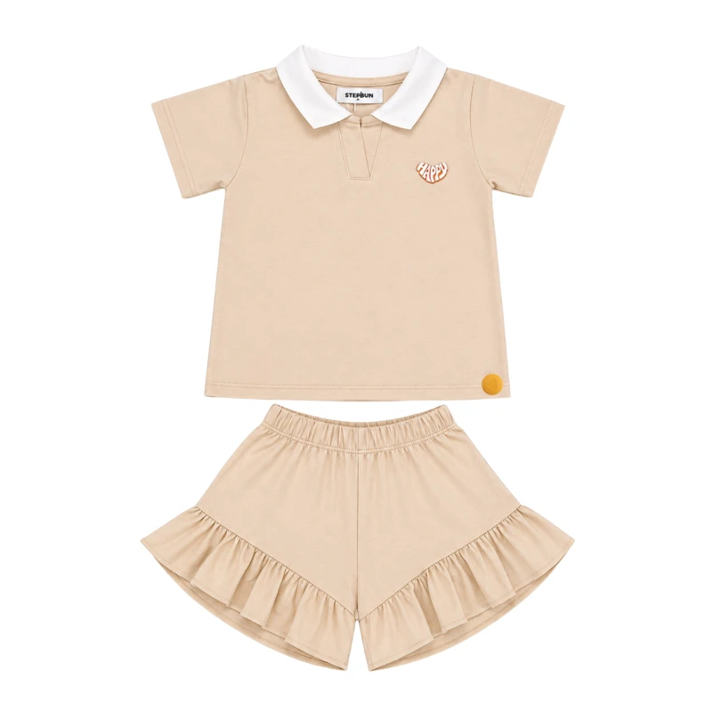 Setelan Anak Perempuan Cream Motif Happy
