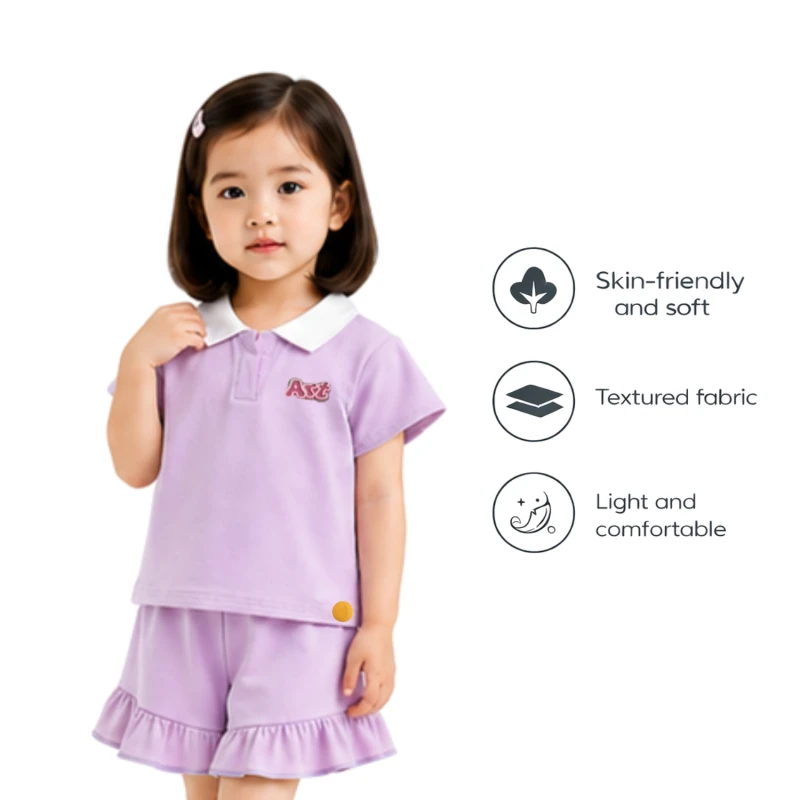 Setelan Anak Perempuan Lilac Motif Art