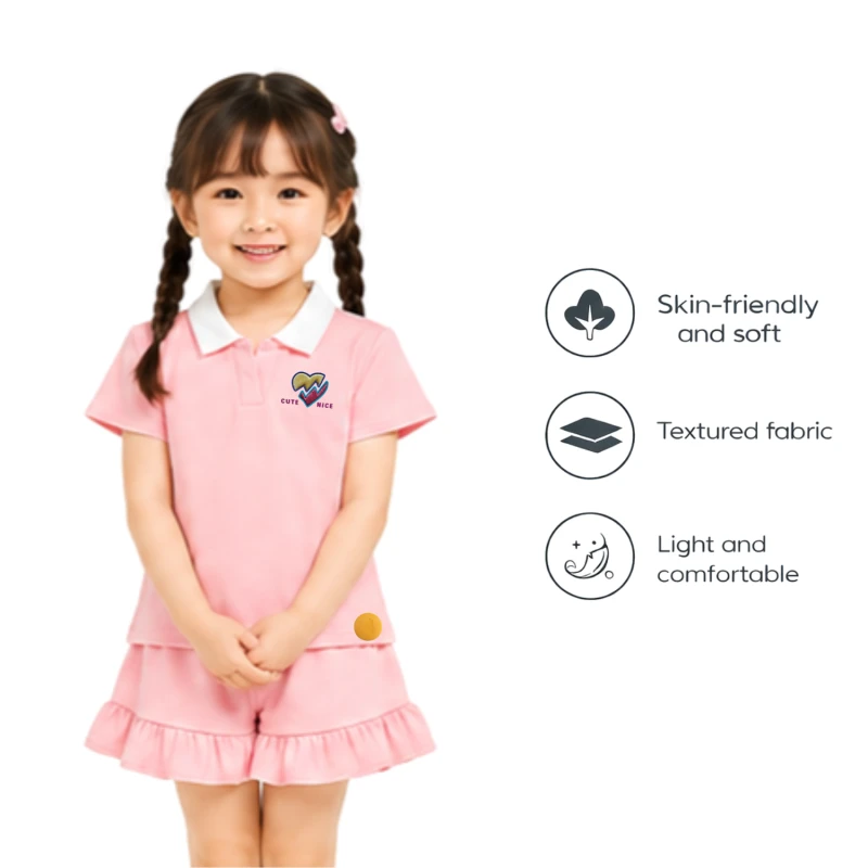 Setelan Anak Perempuan Peach Motif Cute