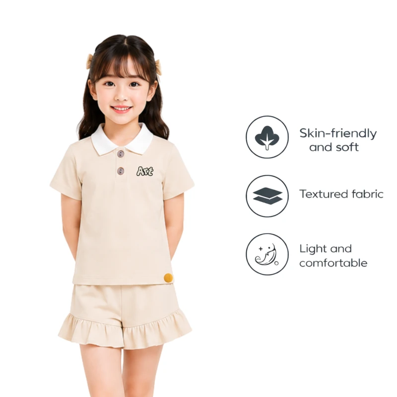 Setelan Anak Perempuan Cream Art 3005