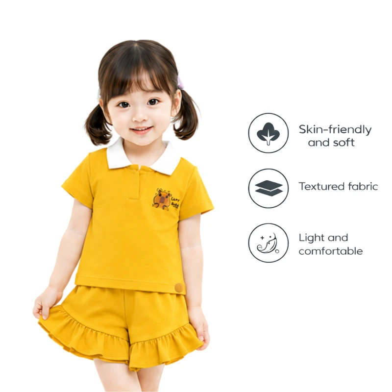 Setelan Anak Perempuan Yellow Motif CapyBara