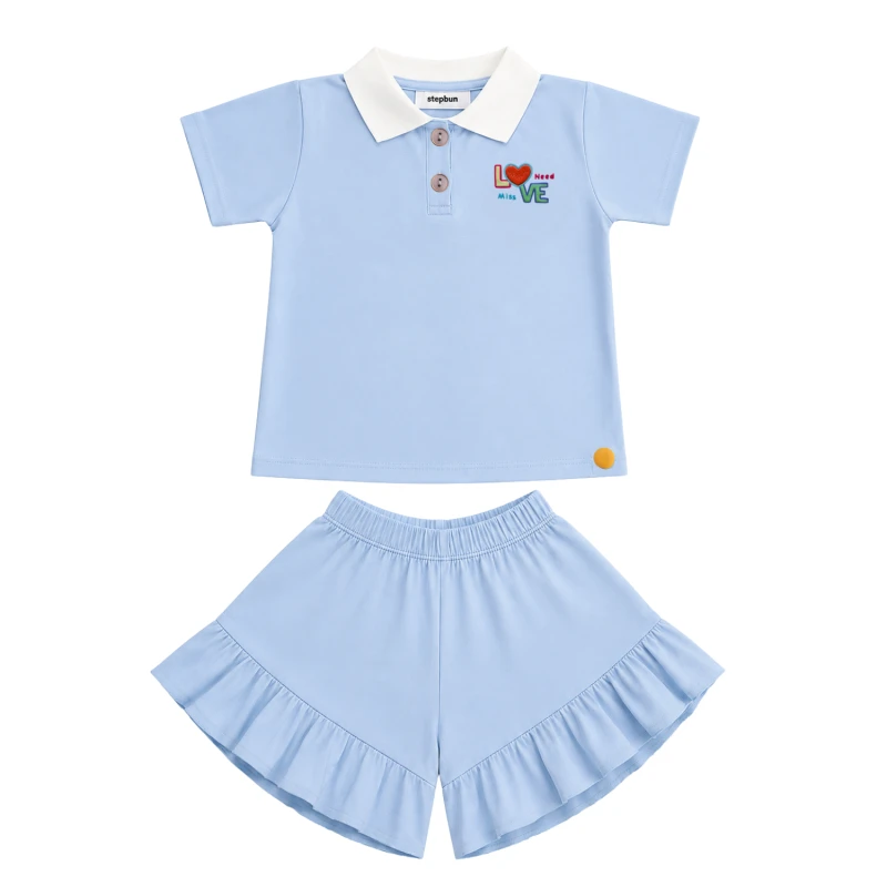 Setelan Anak Perempuan Biru Muda Love Need 3005