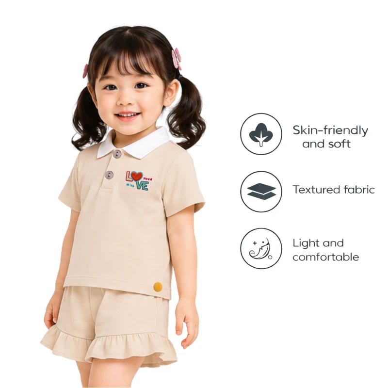 Setelan Anak Perempuan Cream Love Need 3005