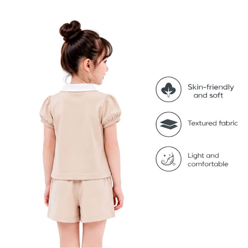 Setelan Anak Perempuan Cream Summer Mode 3004