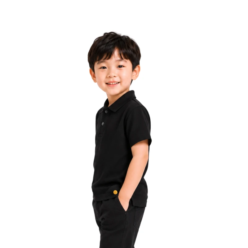 Polo Kids Black Casual Look 3002