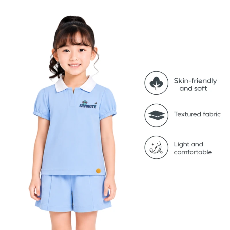 Setelan Anak Perempuan Biru Favorite 3004